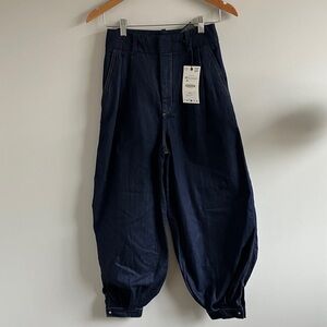 NWT Zara high waisted balloon leg jeans dark blue size XS